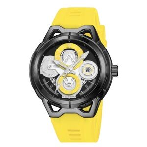 •Sporty Luxe• Invicta Activa X 44mm Black Case Yellow Silicone Strap Men’s Watch